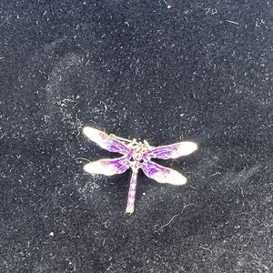 Purple and White Dragonfly Brooch